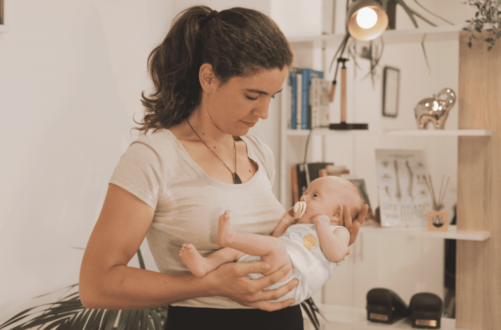 a lady with a baby